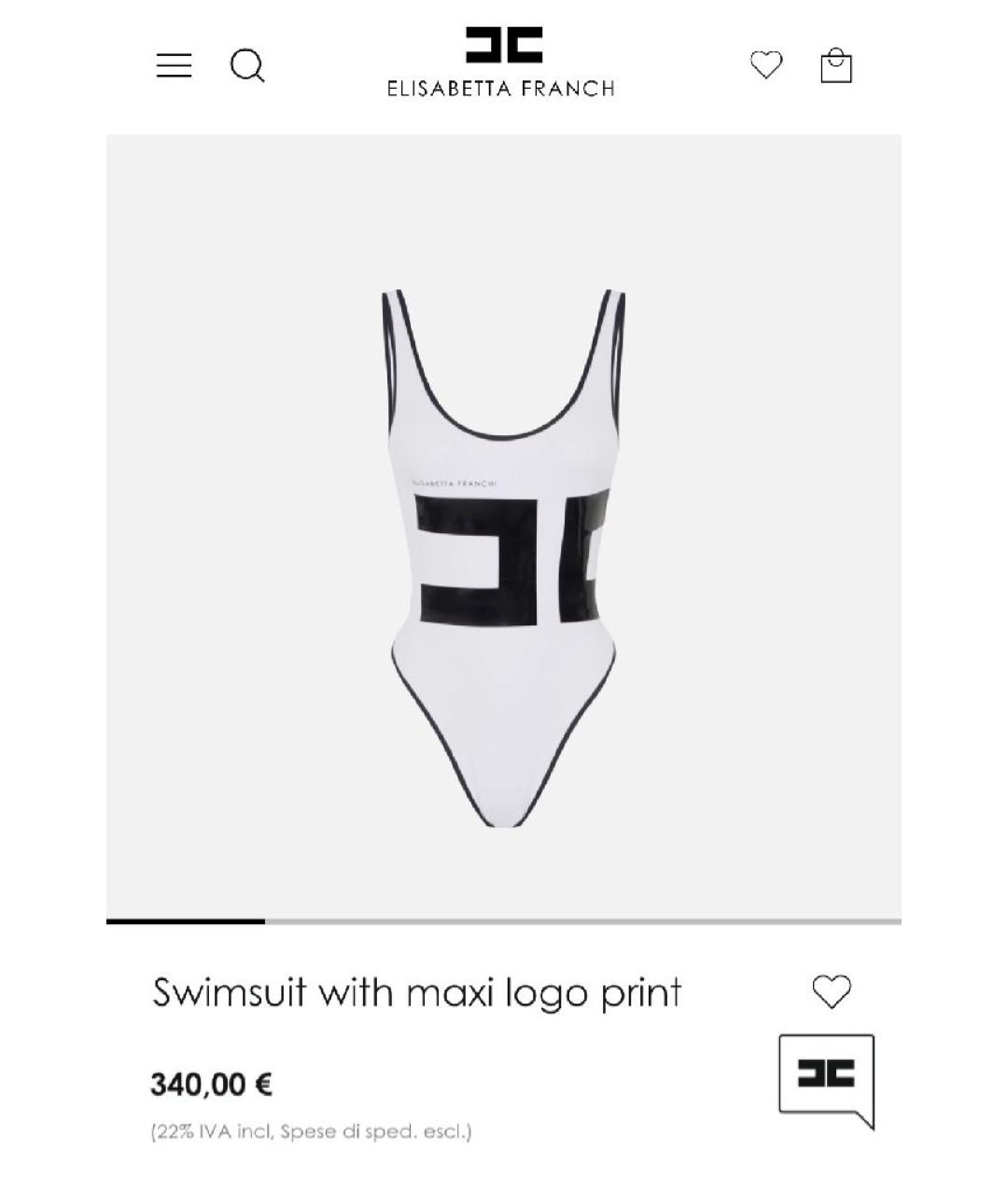 ELISABETTA FRANCHI Белый полиэстеровый купальник, фото 2