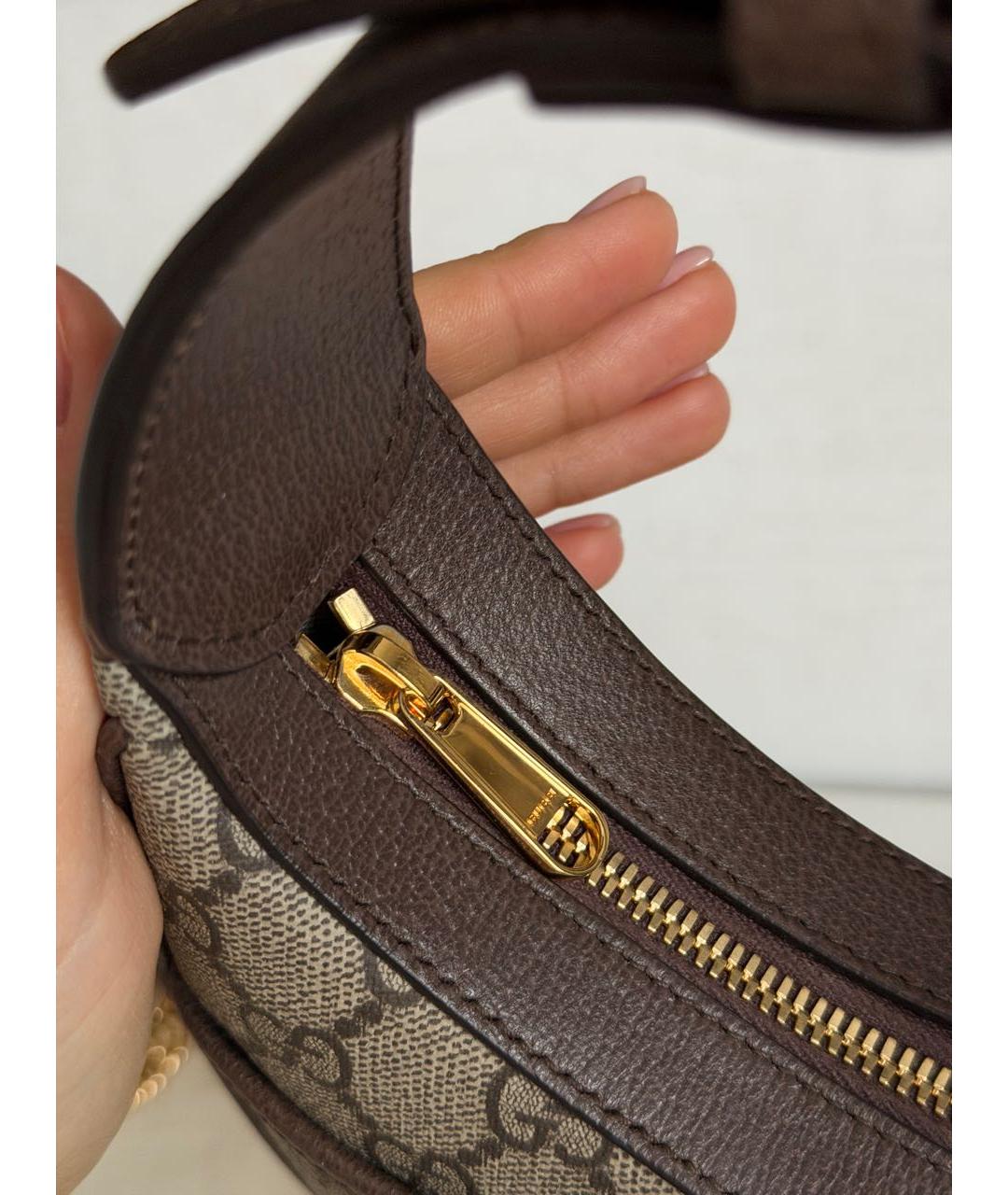 GUCCI Коричневая кожаная сумка через плечо, фото 8