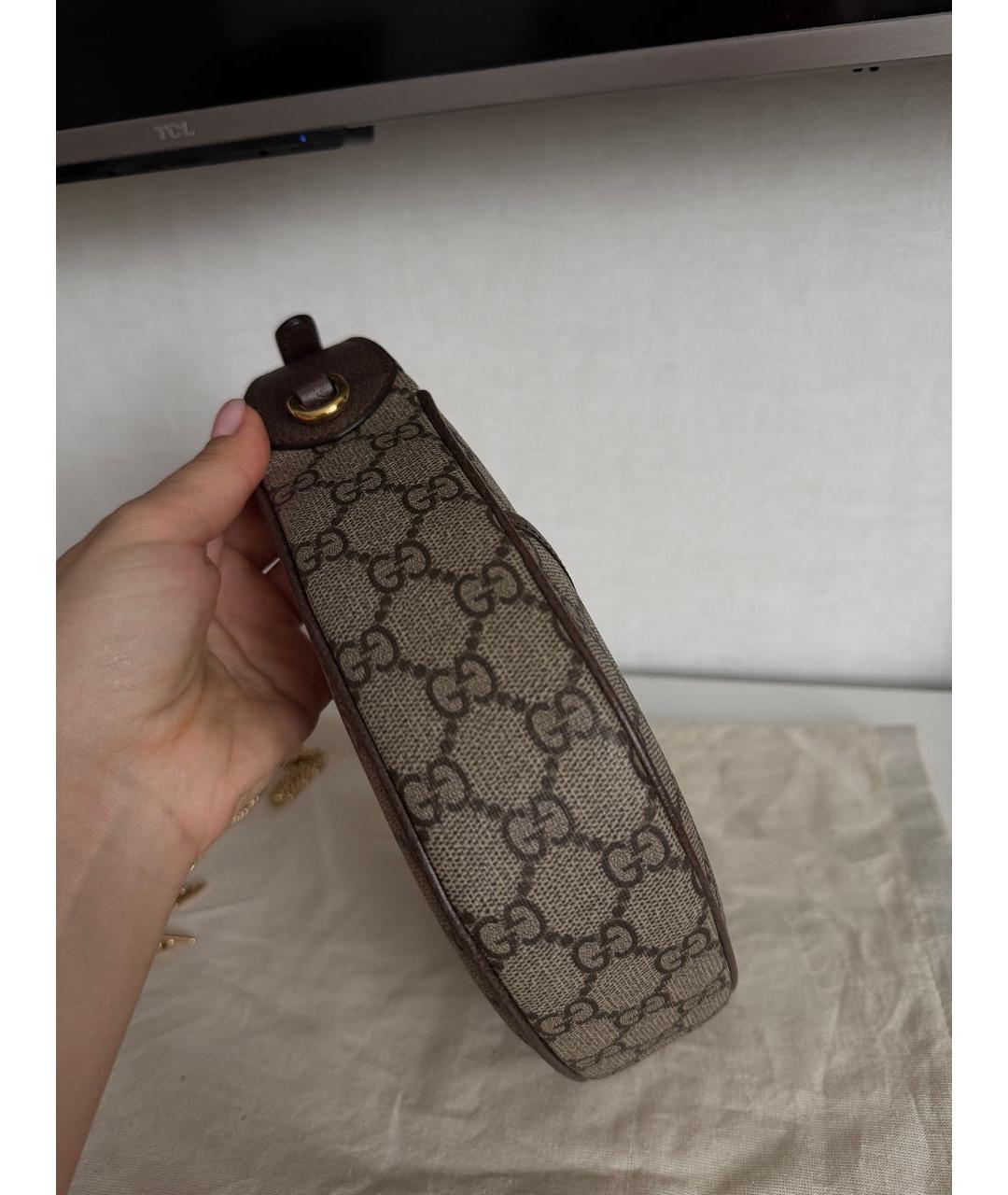 GUCCI Коричневая кожаная сумка через плечо, фото 6