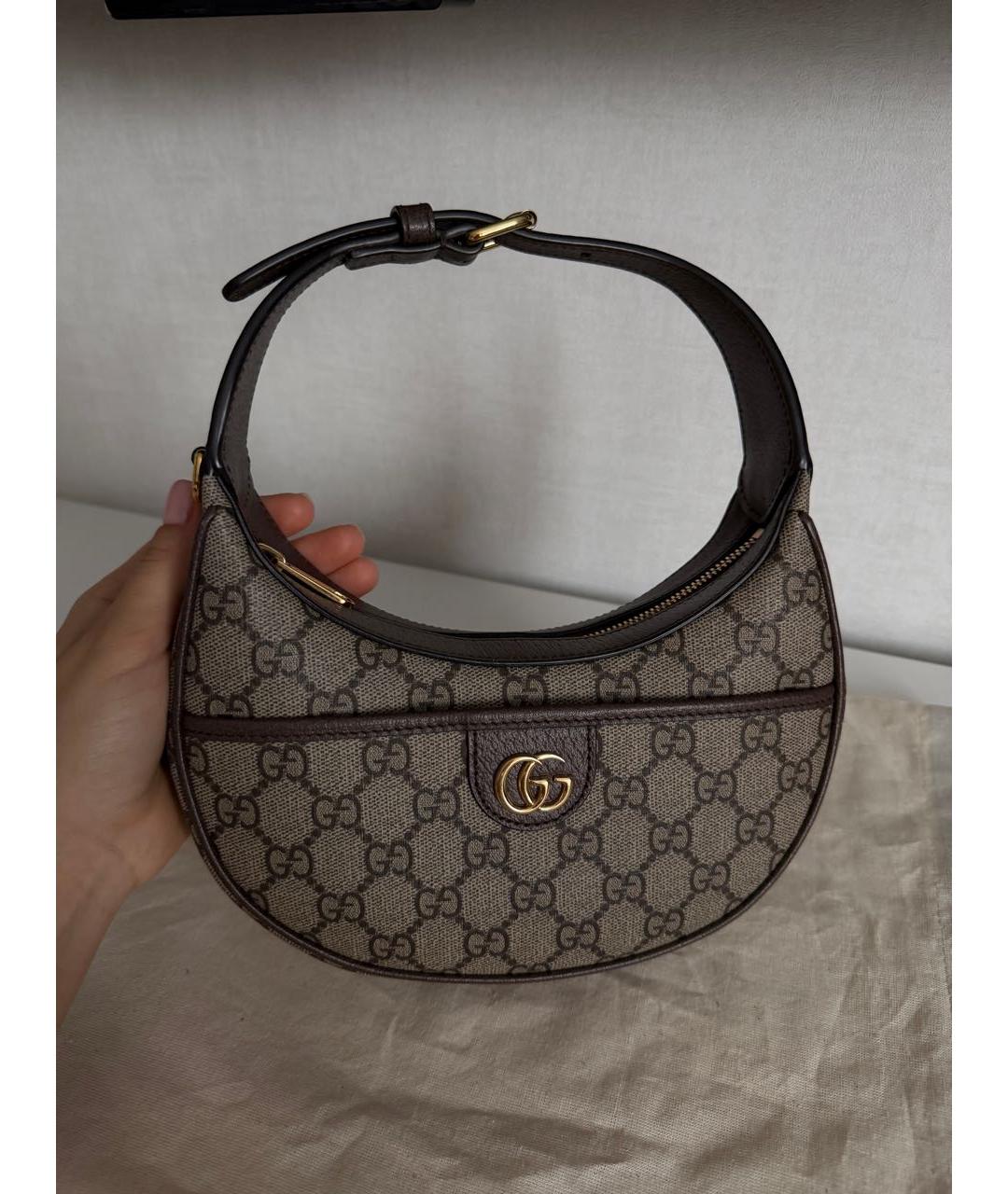 GUCCI Коричневая кожаная сумка через плечо, фото 9