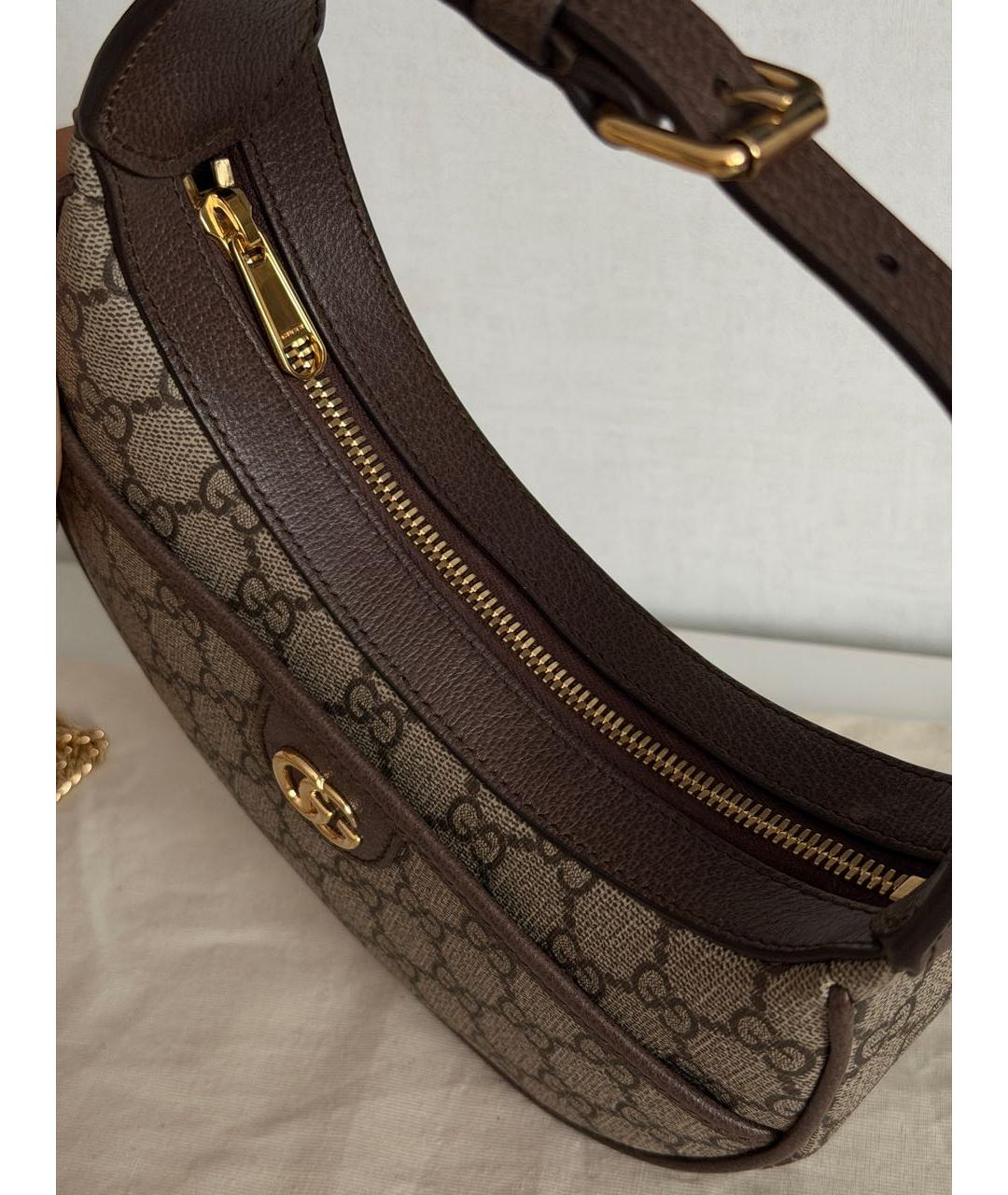 GUCCI Коричневая кожаная сумка через плечо, фото 3