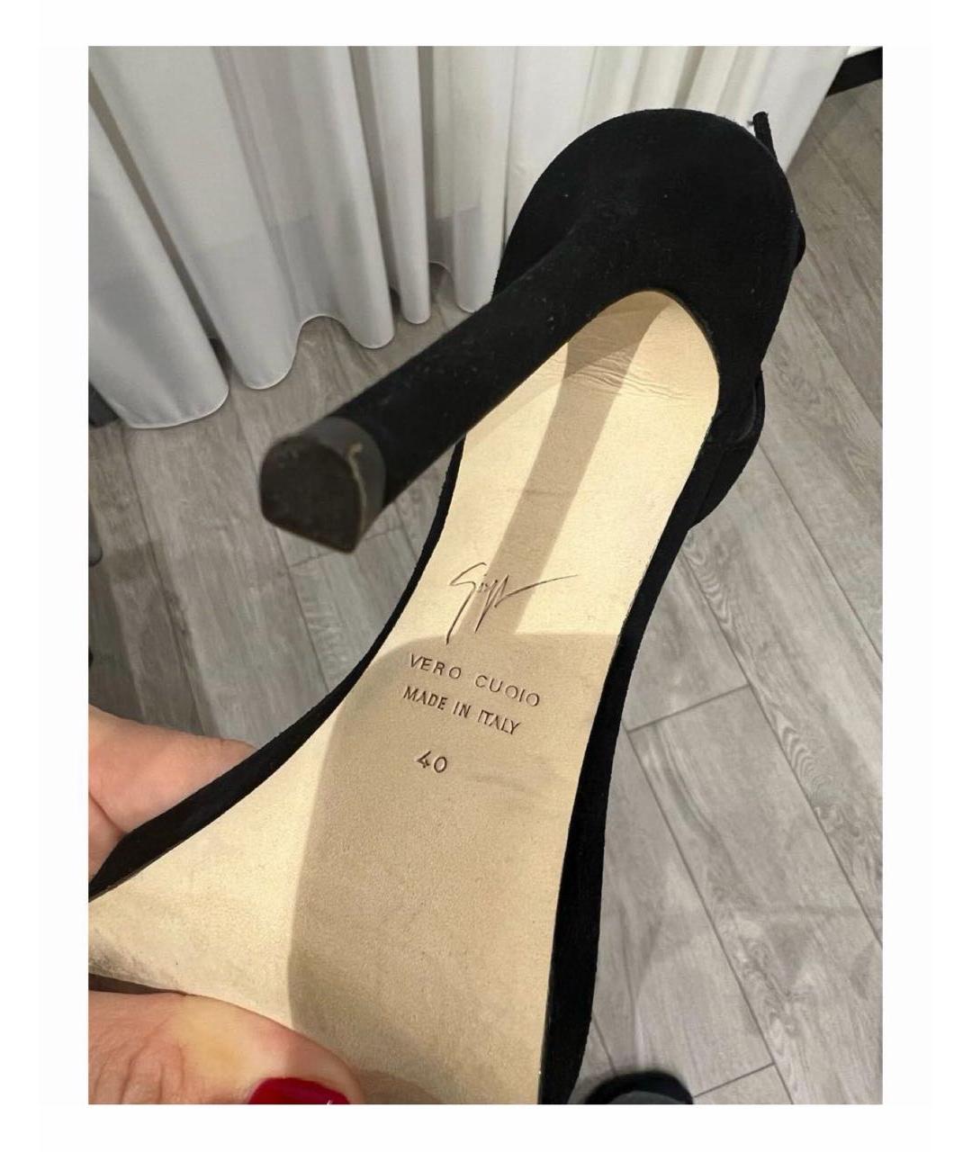 GIUSEPPE ZANOTTI DESIGN Черные замшевые босоножки, фото 6