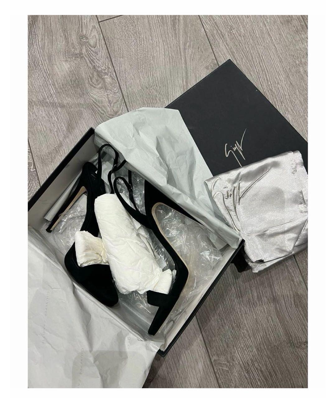 GIUSEPPE ZANOTTI DESIGN Черные замшевые босоножки, фото 7