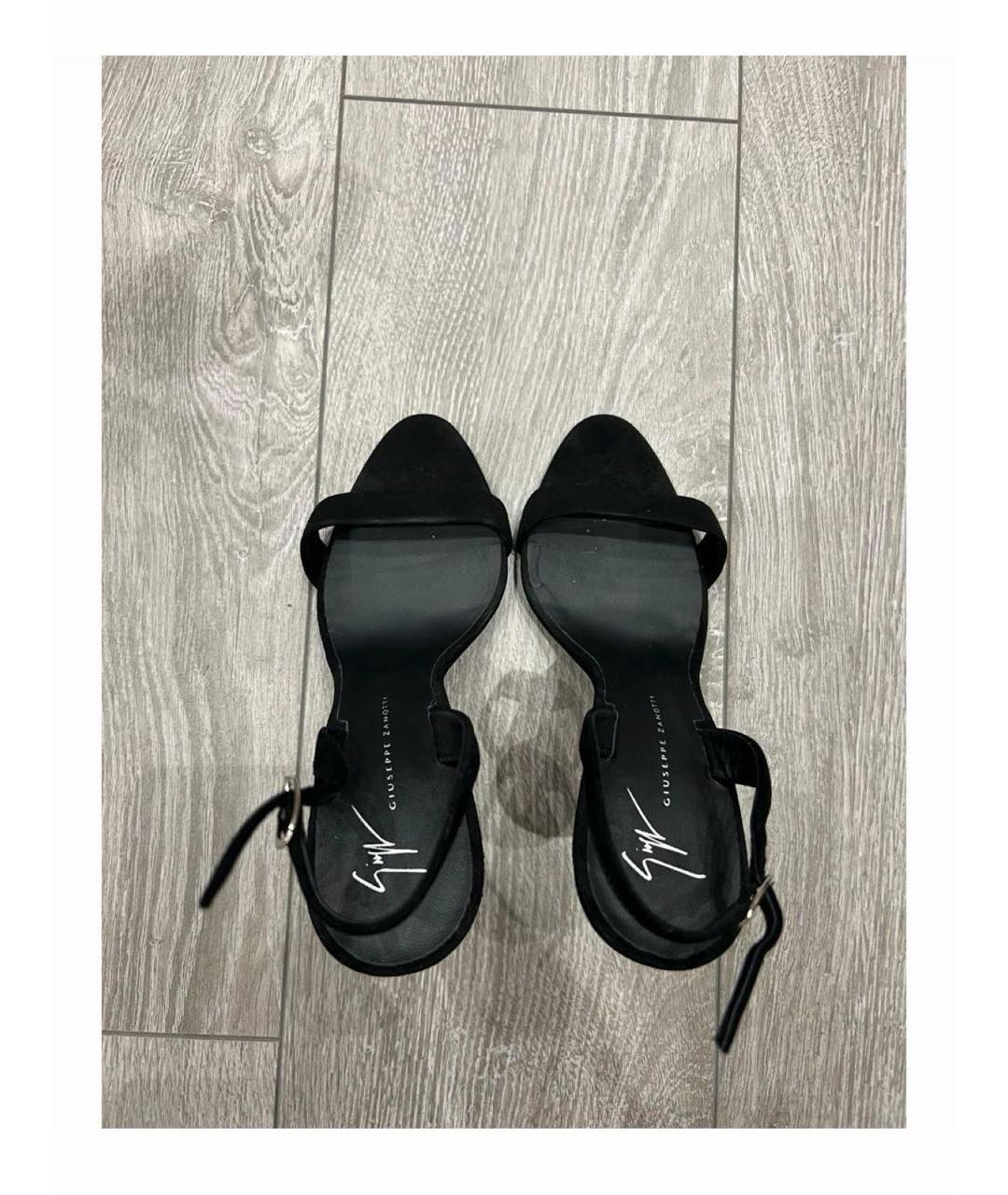 GIUSEPPE ZANOTTI DESIGN Черные замшевые босоножки, фото 4