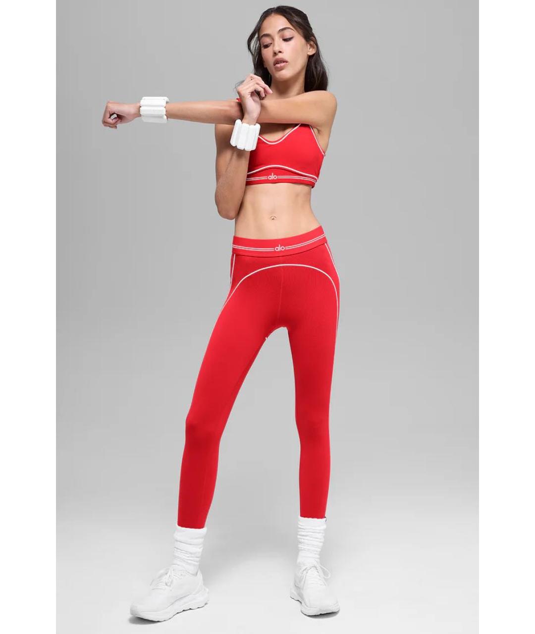 ALO YOGA Красные леггинсы и велосипедки, фото 5