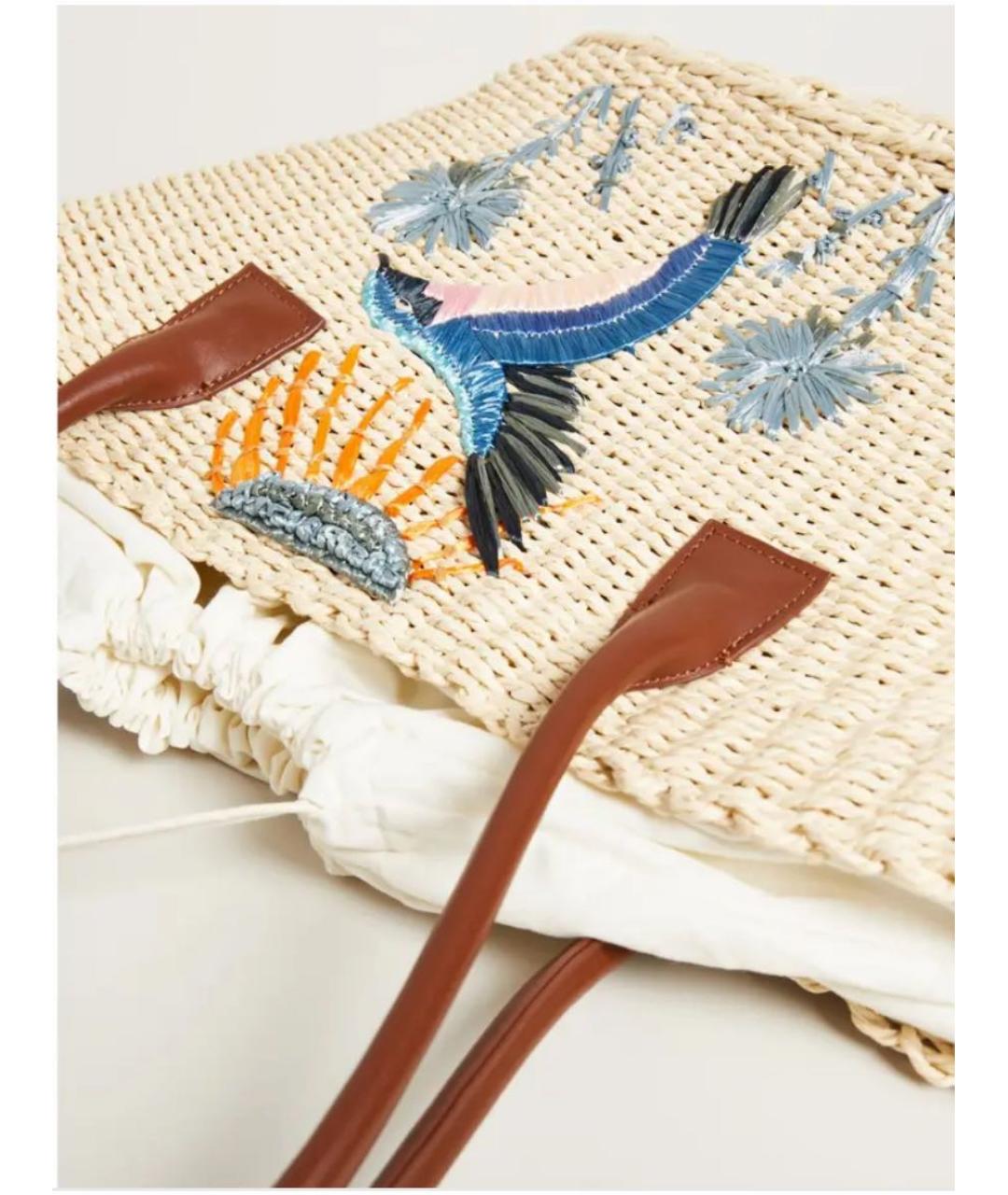 MAX MARA Бежевая пелетеная пляжная сумка, фото 8