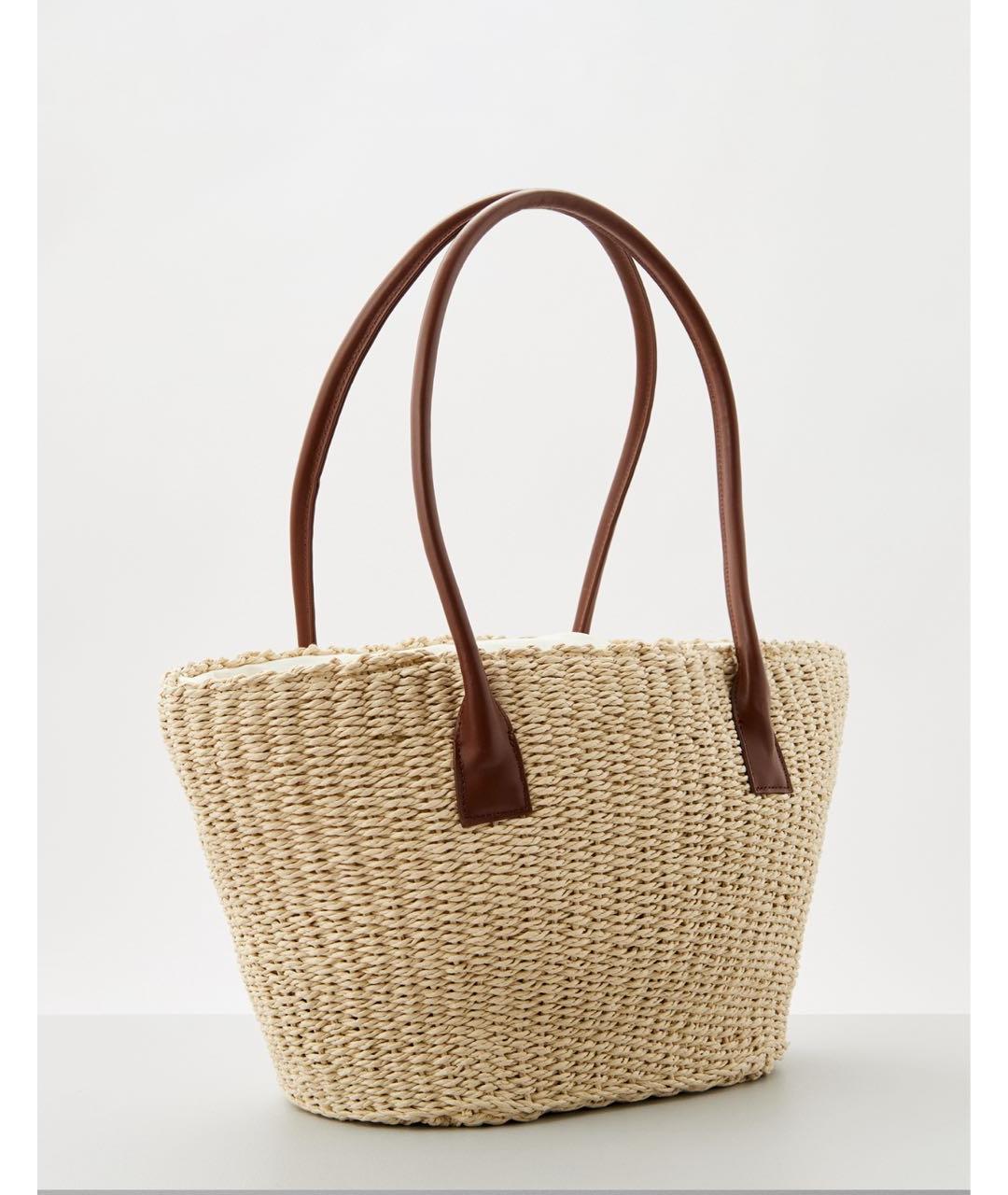 MAX MARA Бежевая пелетеная пляжная сумка, фото 2