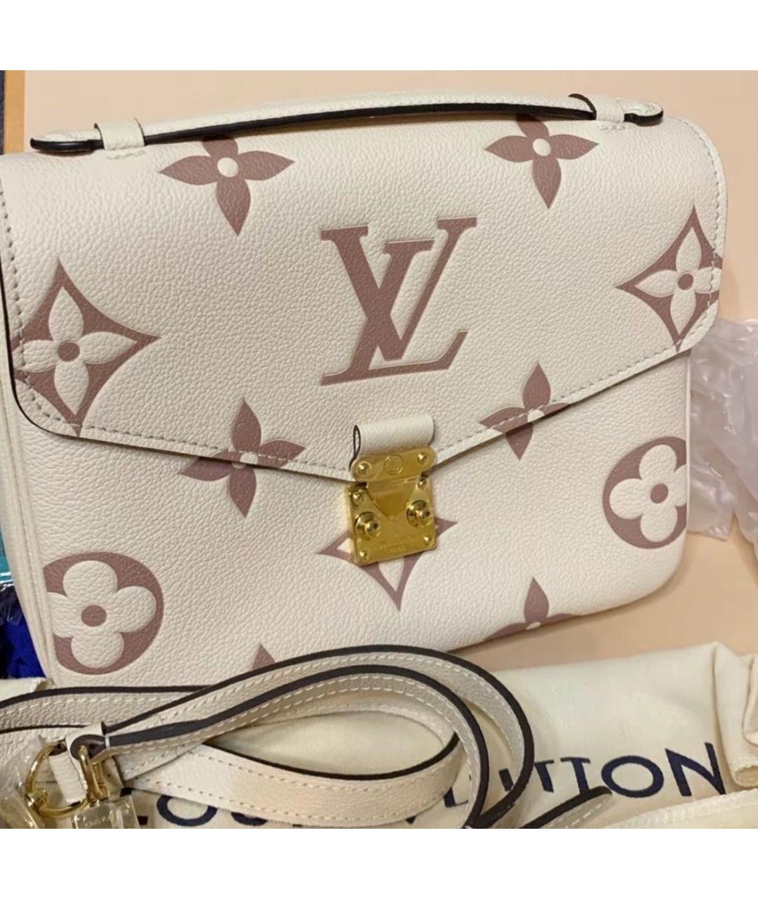 LOUIS VUITTON Бежевая кожаная сумка через плечо, фото 2