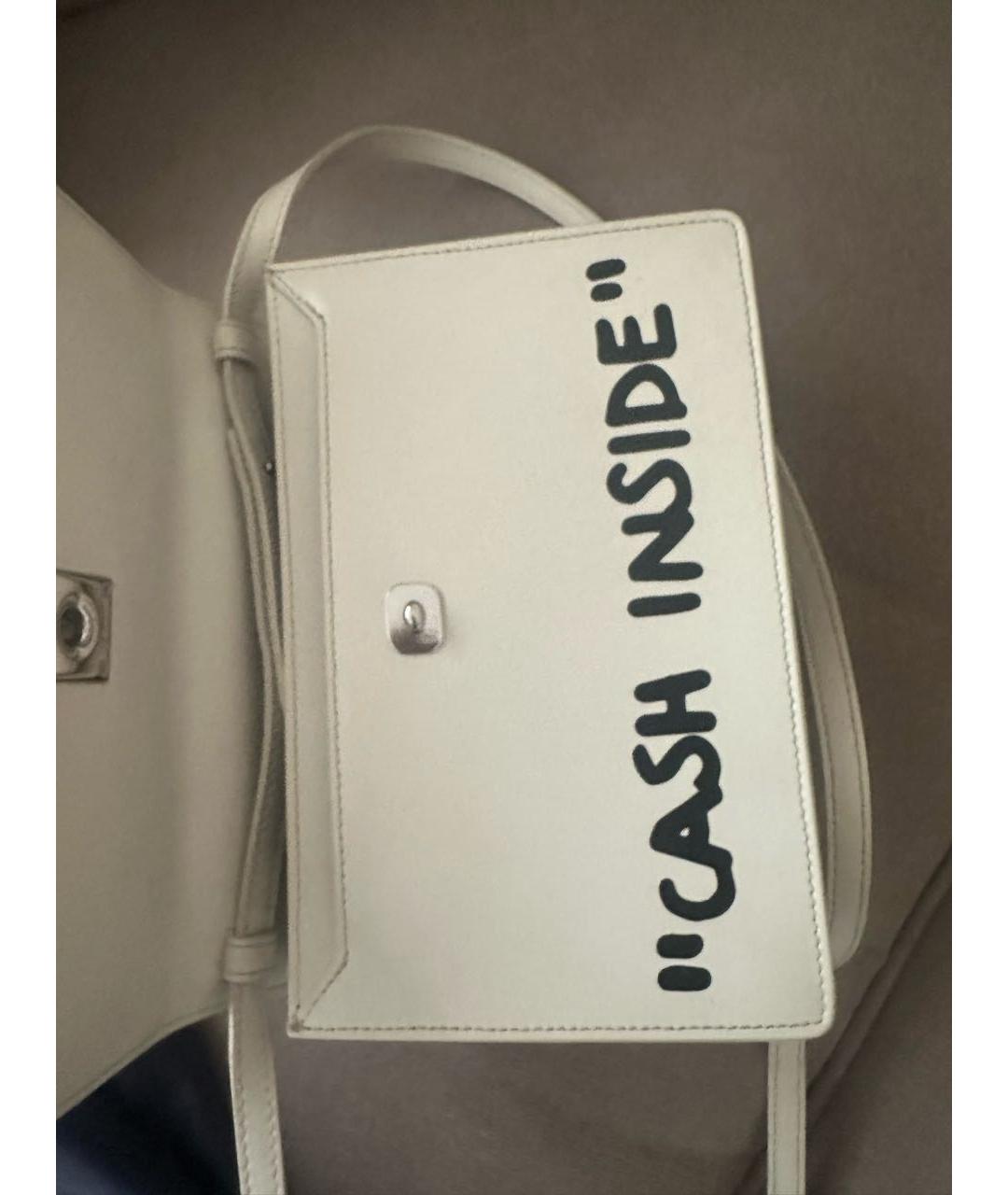 OFF-WHITE Белая кожаная сумка через плечо, фото 4