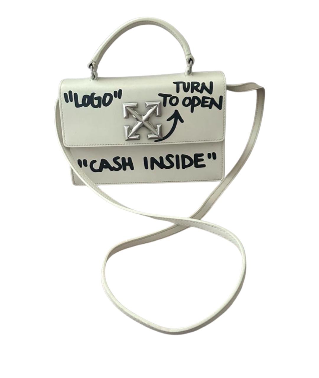 OFF-WHITE Белая кожаная сумка через плечо, фото 1