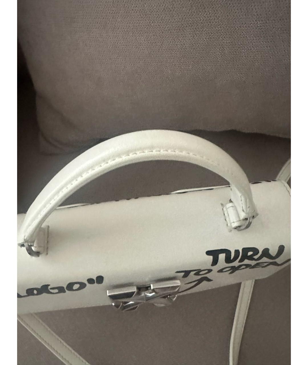 OFF-WHITE Белая кожаная сумка через плечо, фото 3