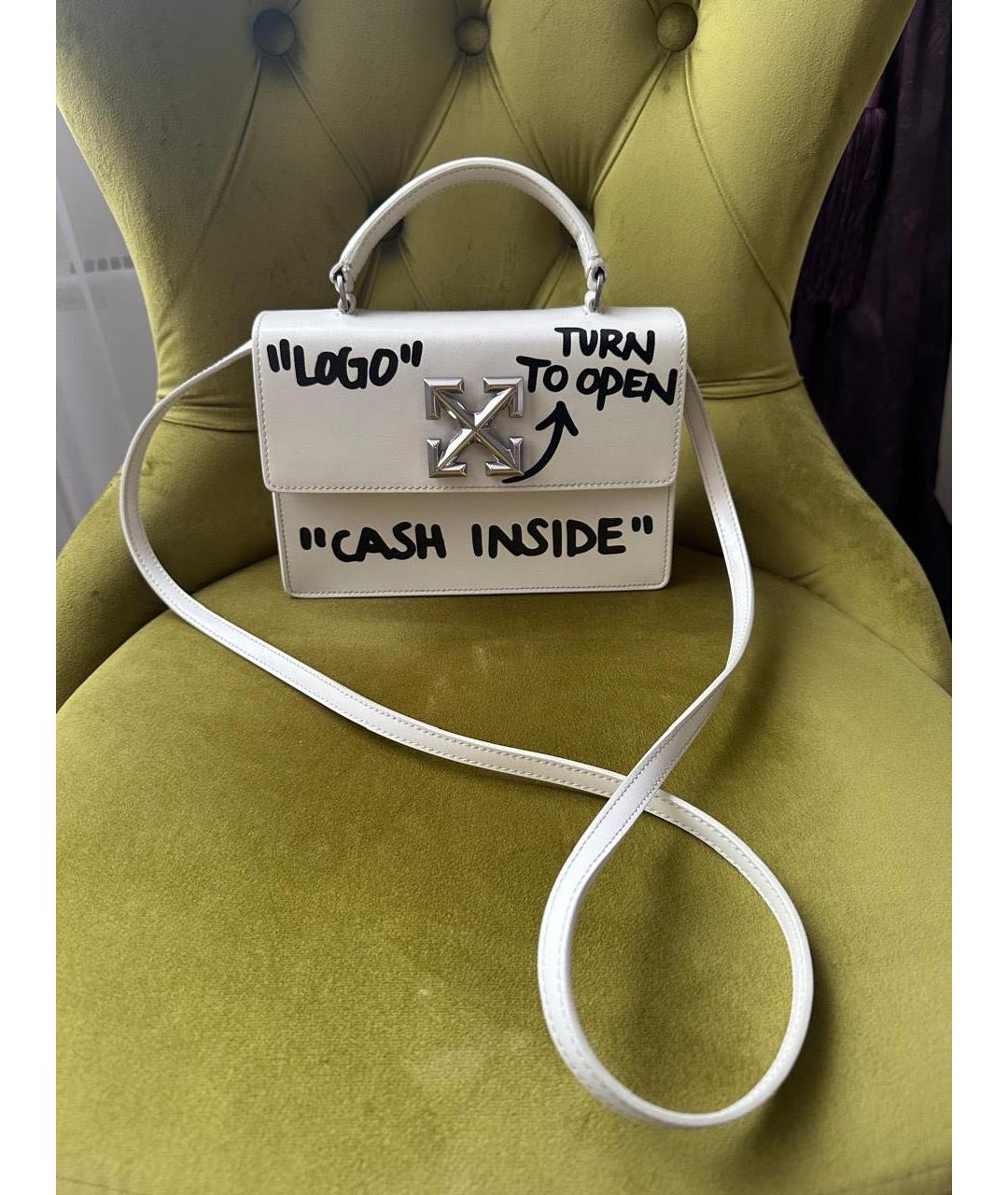 OFF-WHITE Белая кожаная сумка через плечо, фото 2