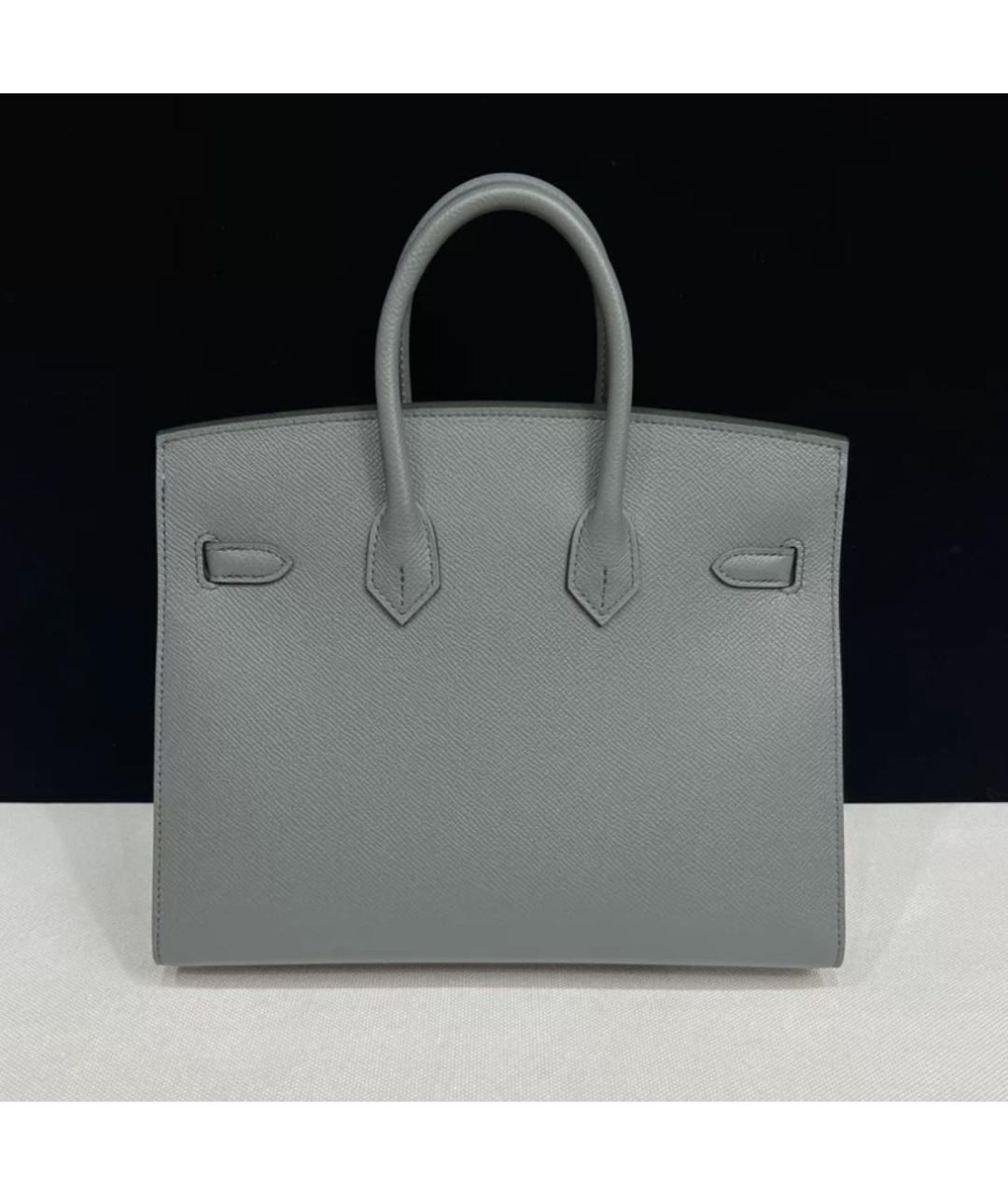 HERMES Серая кожаная сумка с короткими ручками, фото 2
