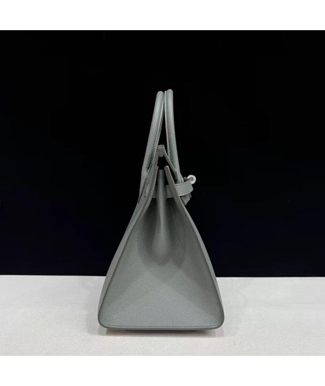 HERMES Серая кожаная сумка с короткими ручками, фото 3