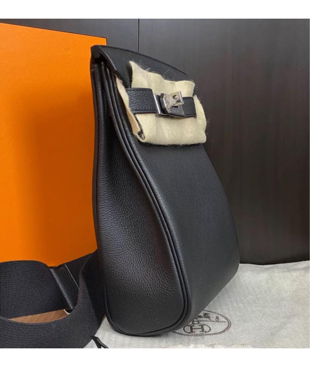 HERMES Черная кожаная сумка на плечо, фото 3