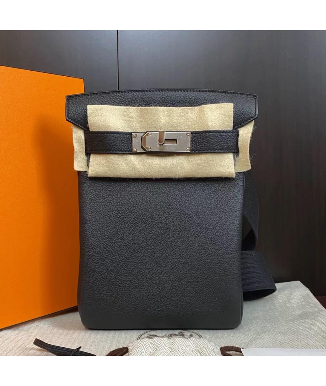 HERMES Черная кожаная сумка на плечо, фото 6
