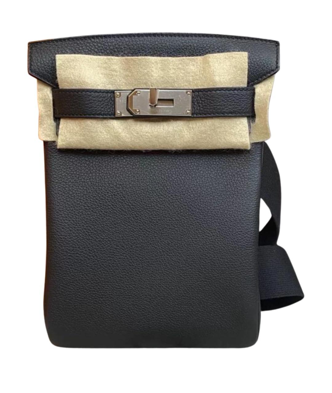 HERMES Черная кожаная сумка на плечо, фото 1