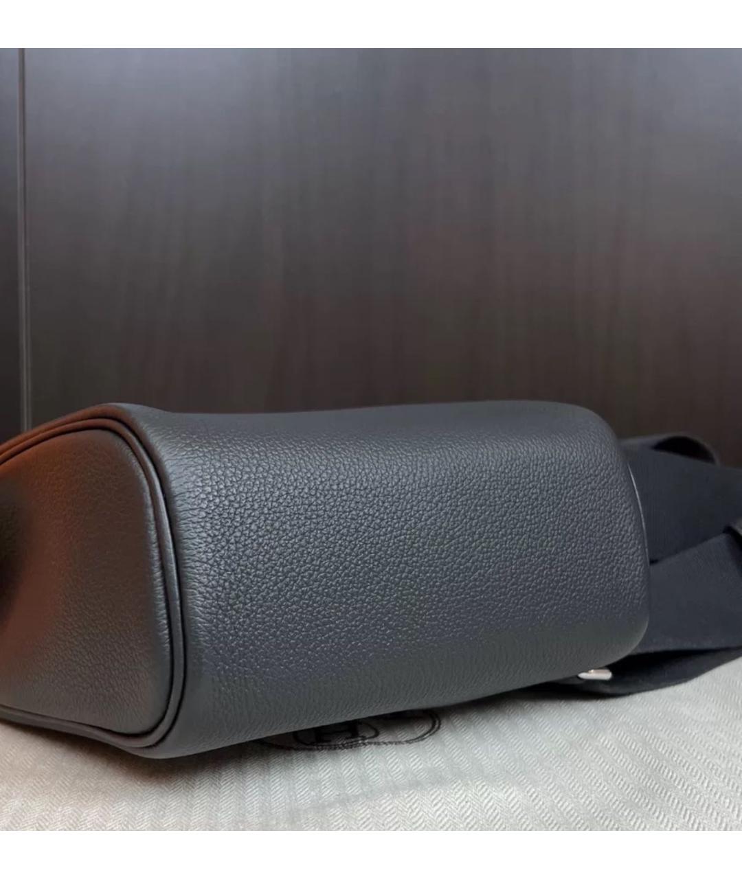 HERMES Черная кожаная сумка на плечо, фото 5