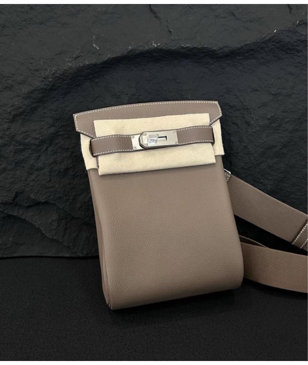 HERMES Коричневая кожаная сумка на плечо, фото 3