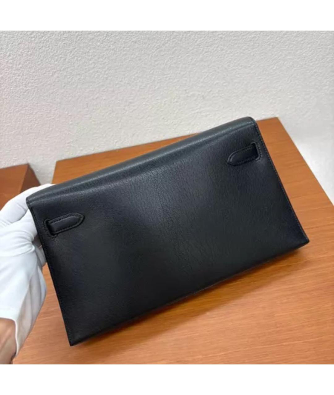 HERMES Черная кожаная сумка через плечо, фото 3