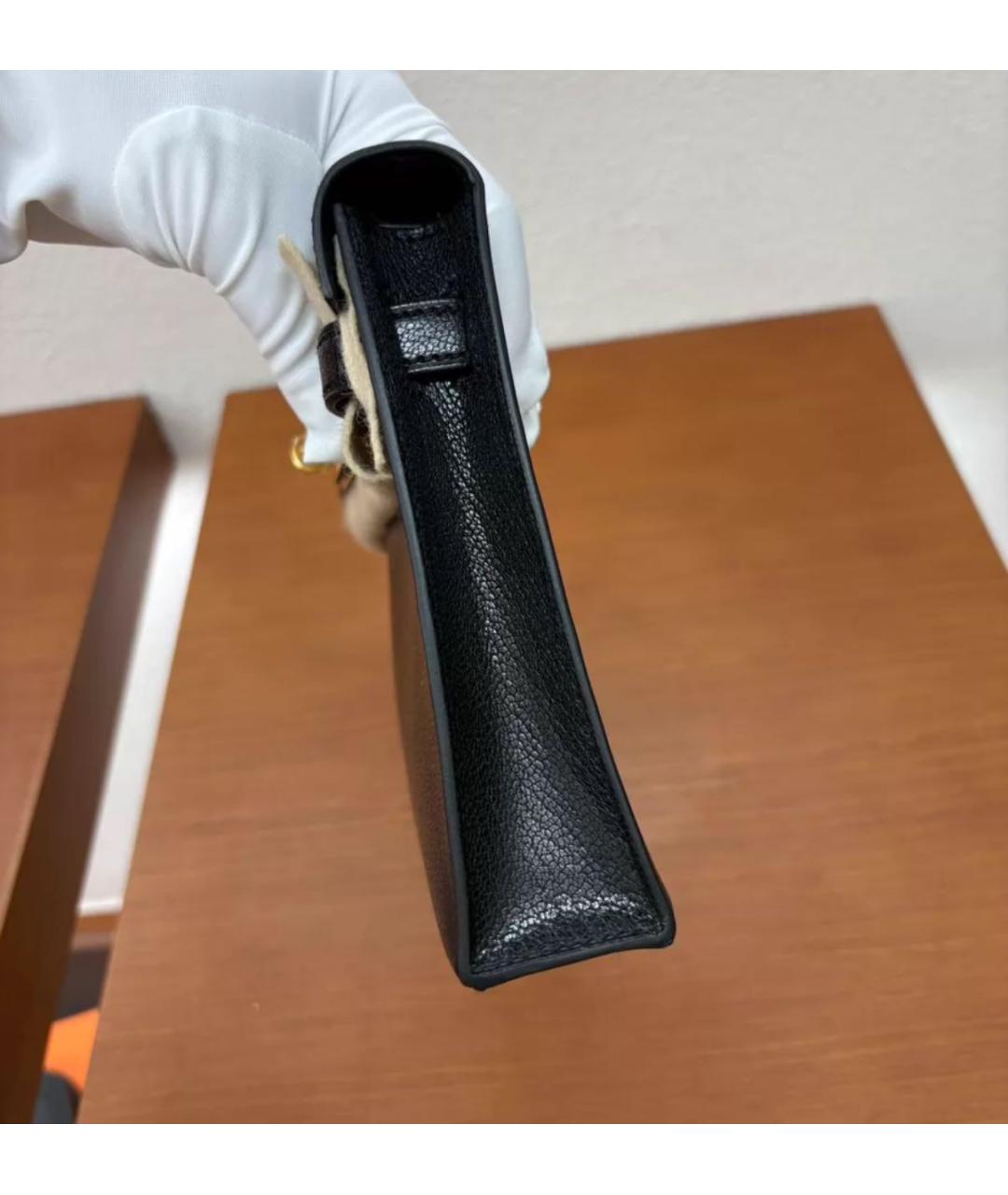 HERMES Черная кожаная сумка через плечо, фото 2