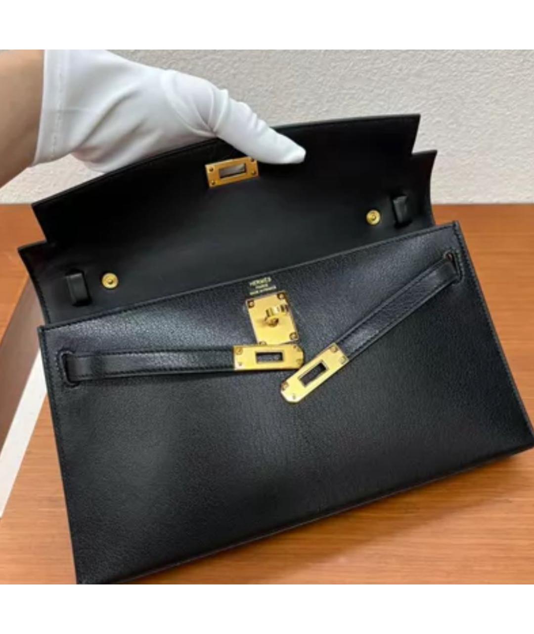 HERMES Черная кожаная сумка через плечо, фото 5
