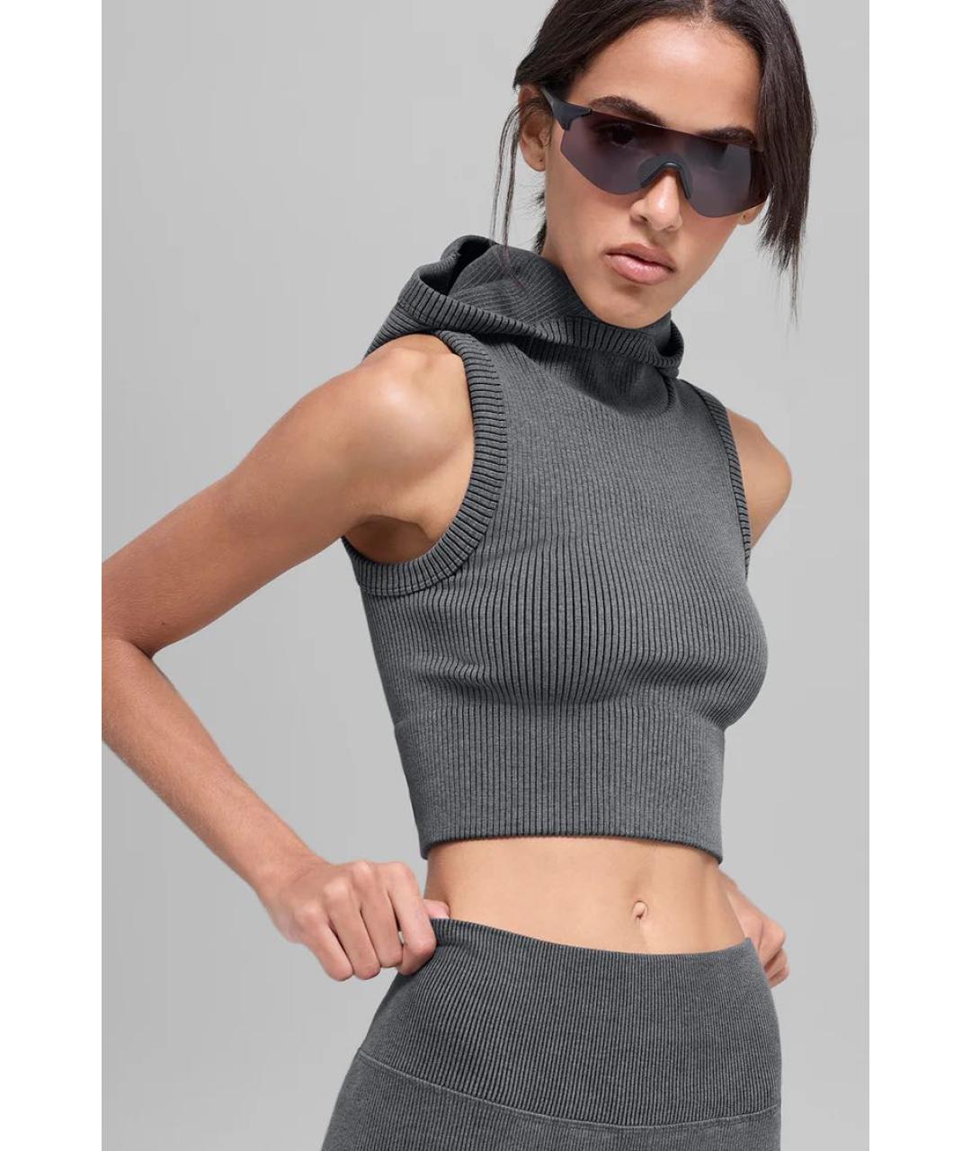 ALO YOGA Серая майка, фото 4