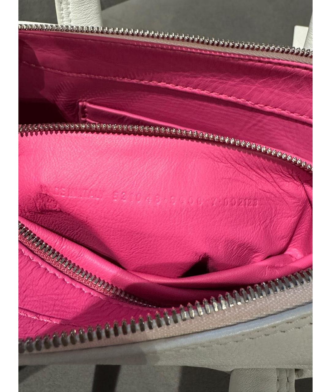 BALENCIAGA Белая кожаная сумка с короткими ручками, фото 6