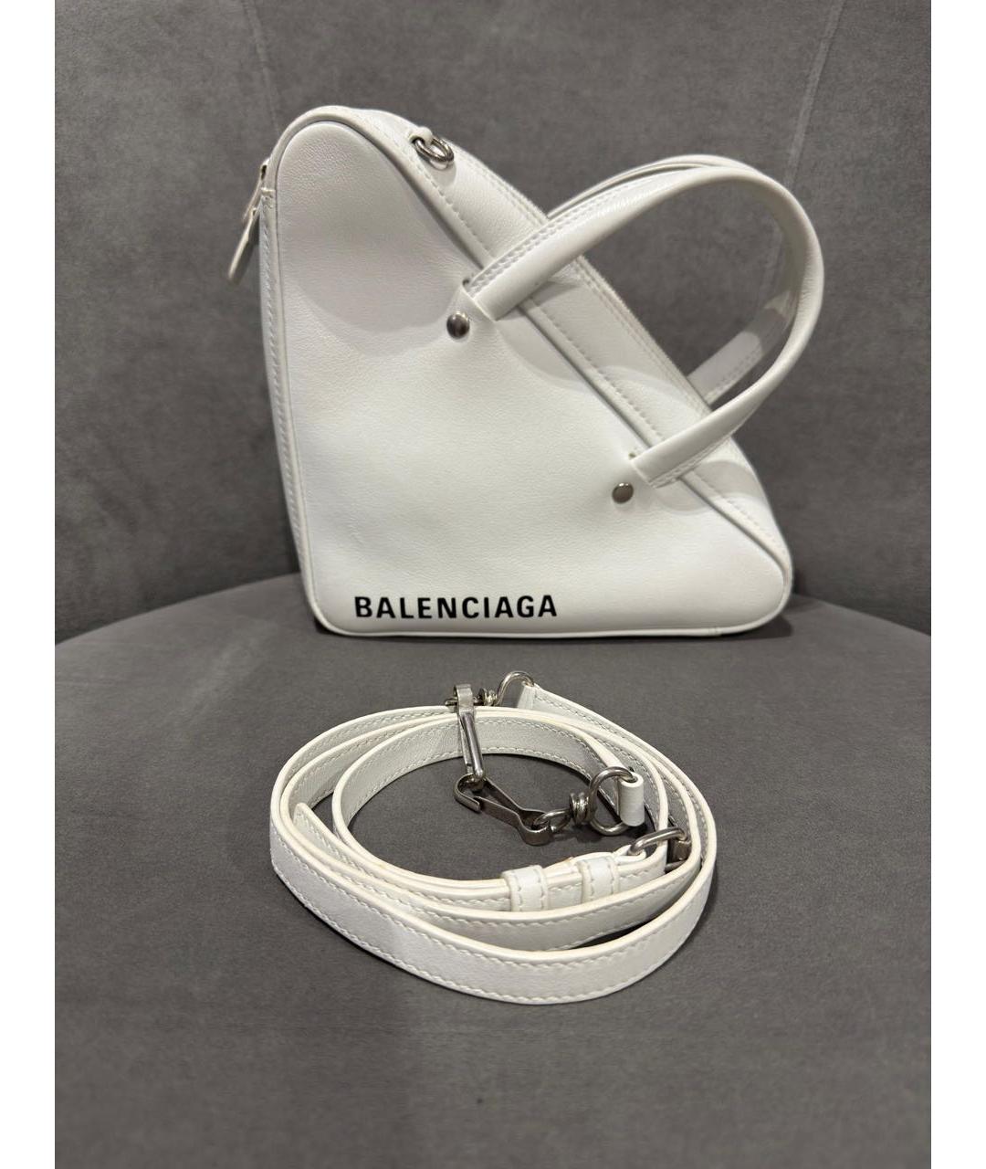 BALENCIAGA Белая кожаная сумка с короткими ручками, фото 9