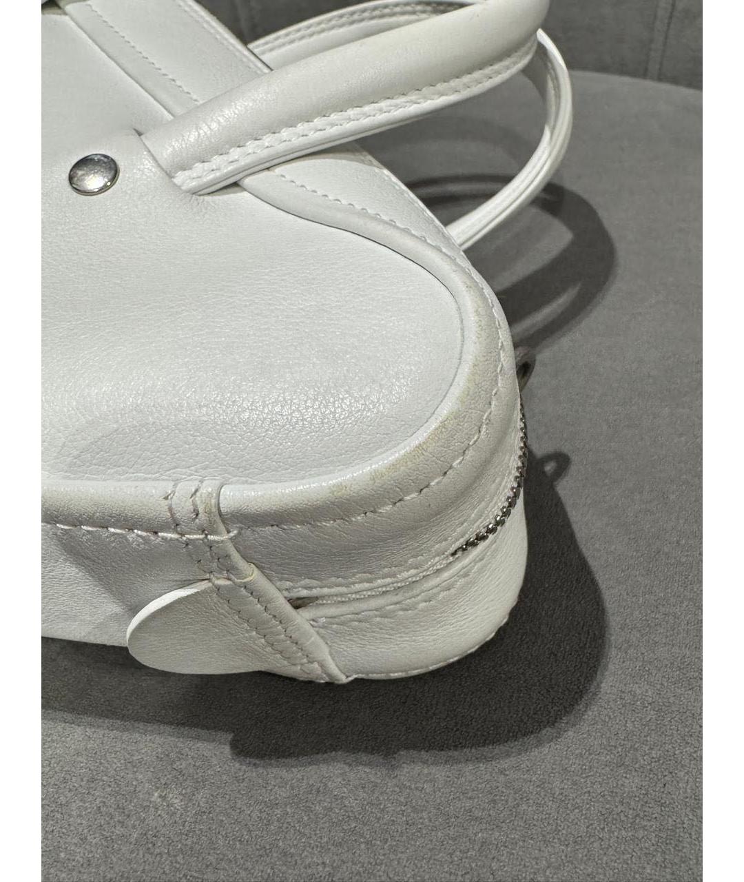BALENCIAGA Белая кожаная сумка с короткими ручками, фото 7