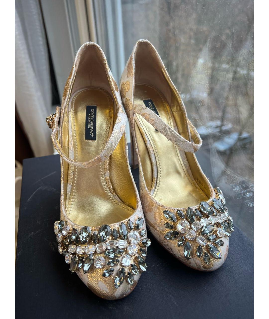 DOLCE&GABBANA Золотые текстильные туфли, фото 2