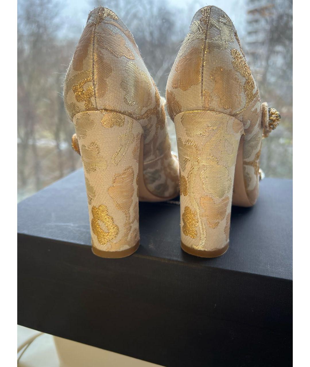 DOLCE&GABBANA Золотые текстильные туфли, фото 4