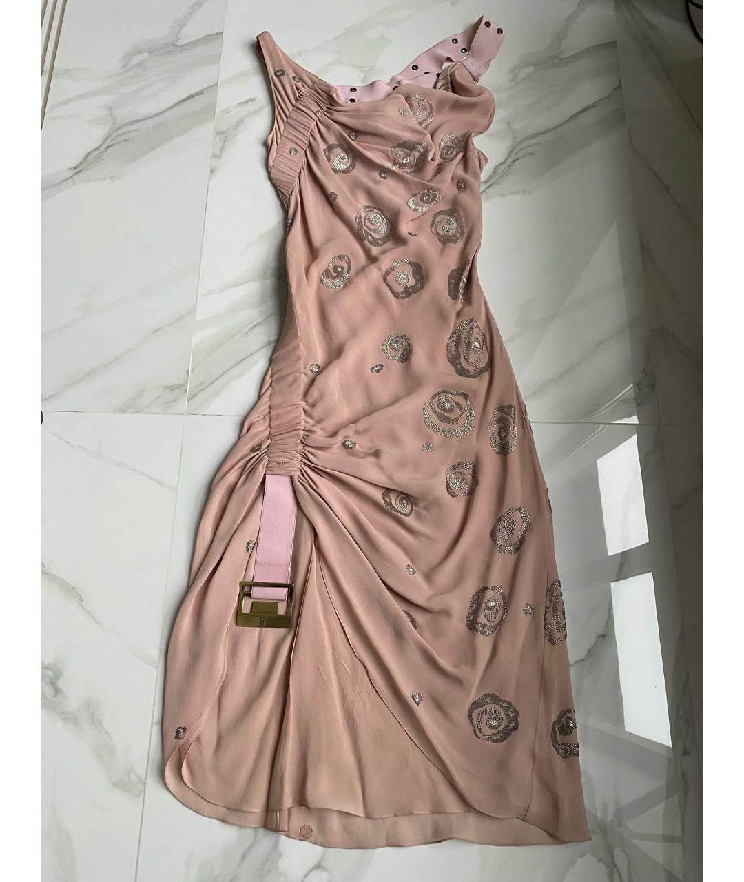 CHRISTIAN DIOR Розовое шелковое коктейльное платье, фото 9