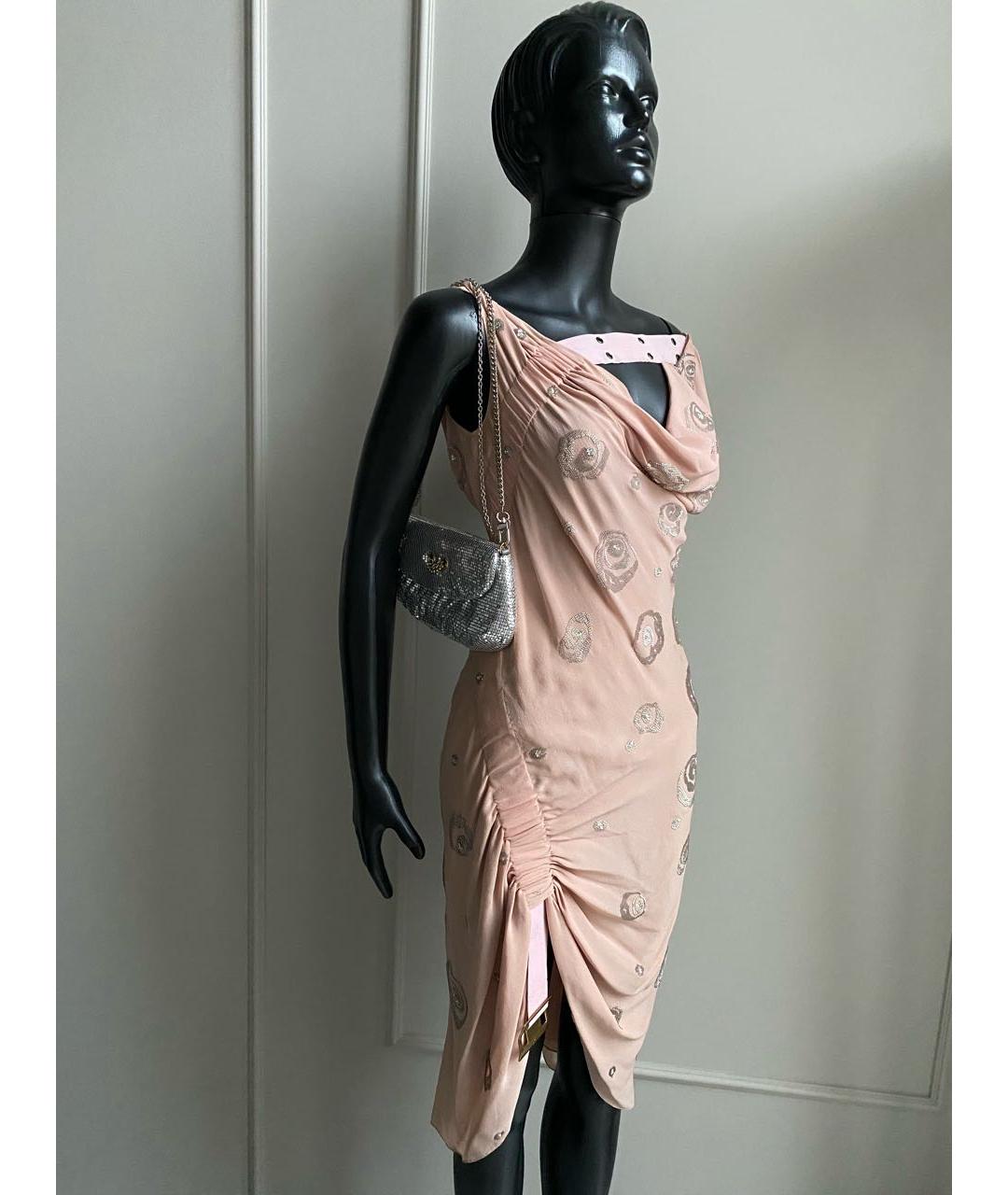 CHRISTIAN DIOR Розовое шелковое коктейльное платье, фото 2