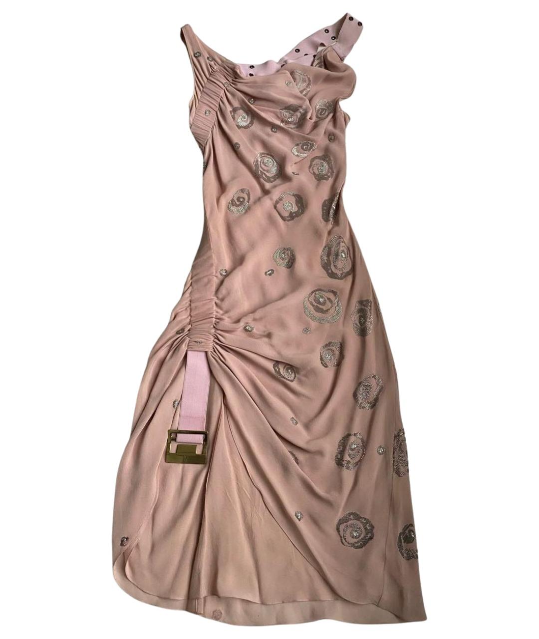 CHRISTIAN DIOR Розовое шелковое коктейльное платье, фото 1