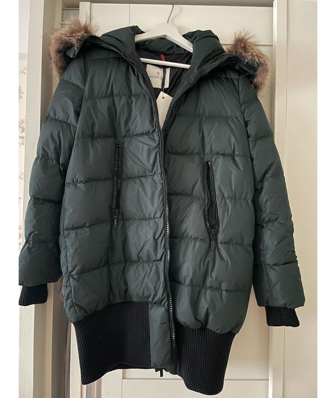 MONCLER Зеленый полиэстеровый пуховик, фото 8