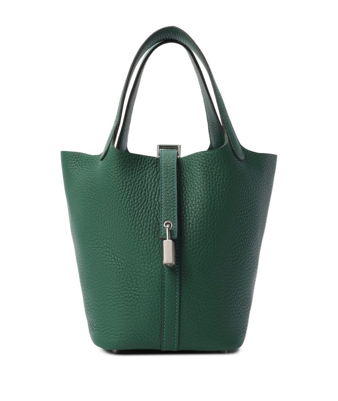 HERMES Зеленая кожаная сумка с короткими ручками, фото 6