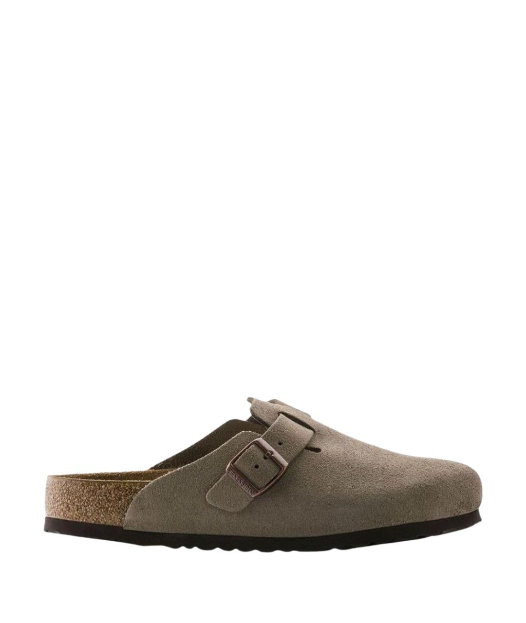 BIRKENSTOCK Хаки замшевые мюли, фото 1