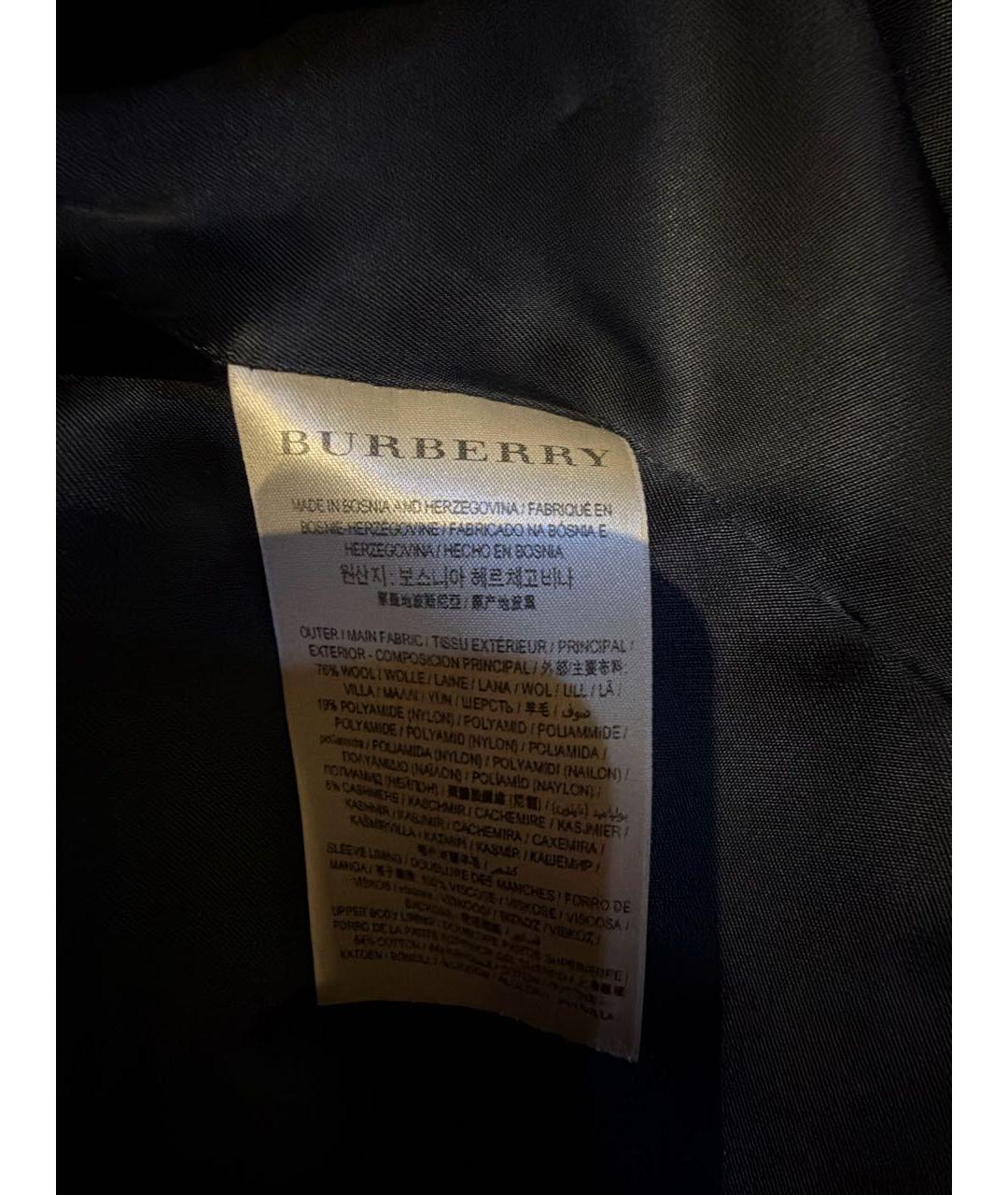 BURBERRY Черное шерстяное пальто, фото 5