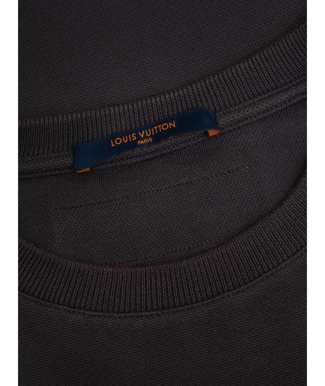 LOUIS VUITTON Черная хлопковая футболка, фото 3
