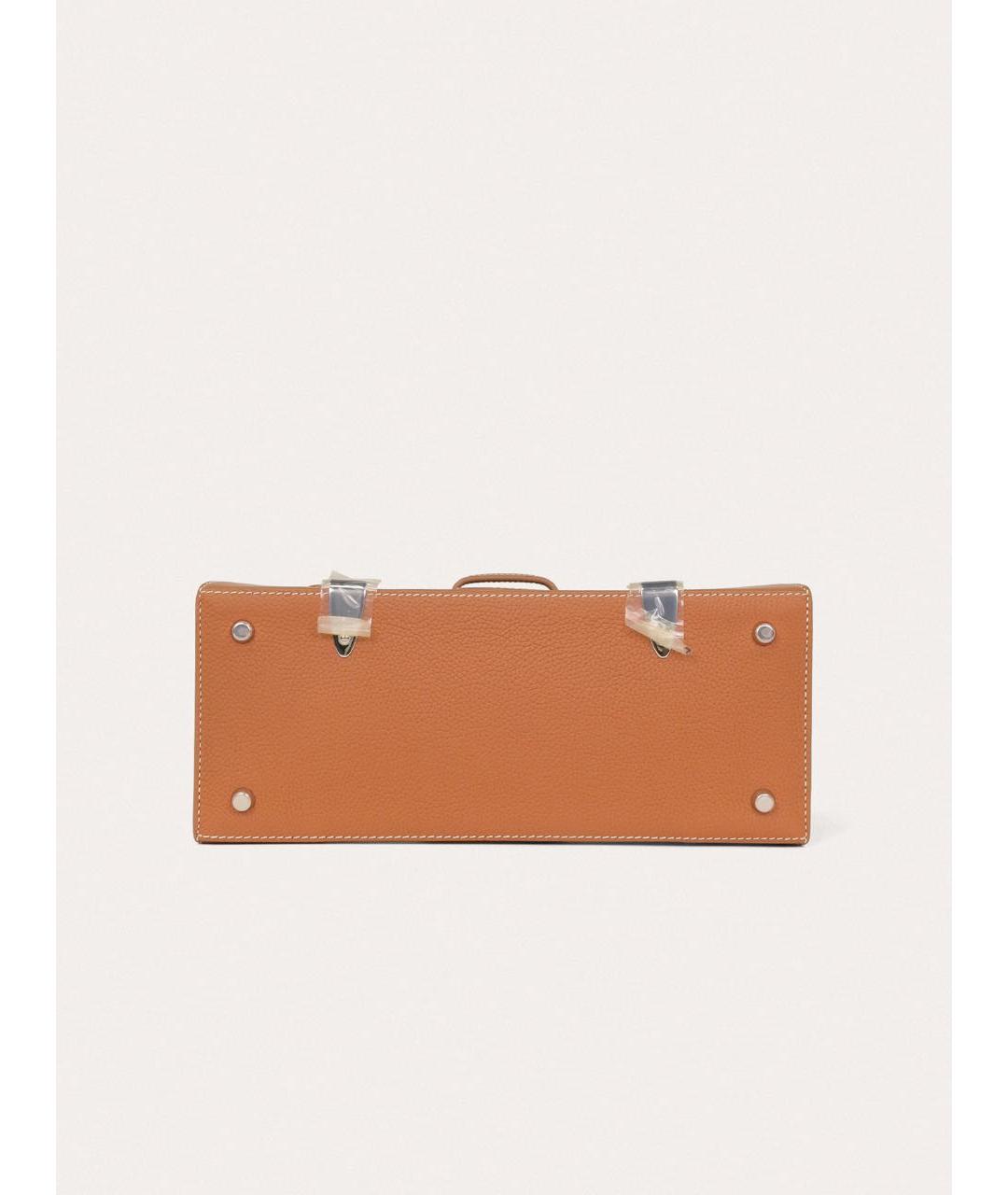 GOYARD Коричневая кожаная сумка с короткими ручками, фото 4