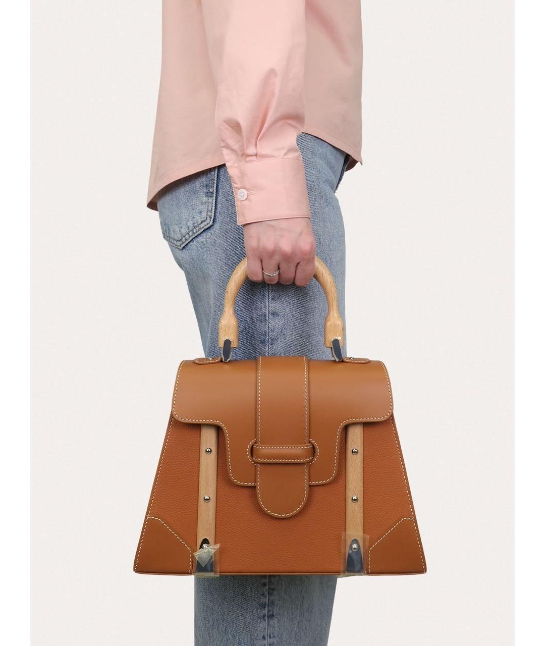 GOYARD Коричневая кожаная сумка с короткими ручками, фото 7