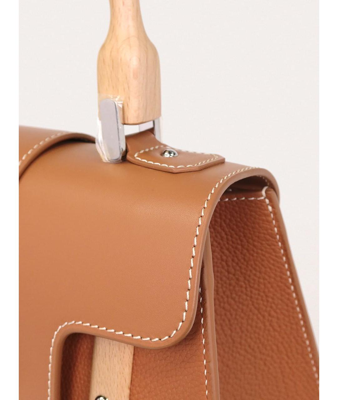 GOYARD Коричневая кожаная сумка с короткими ручками, фото 8