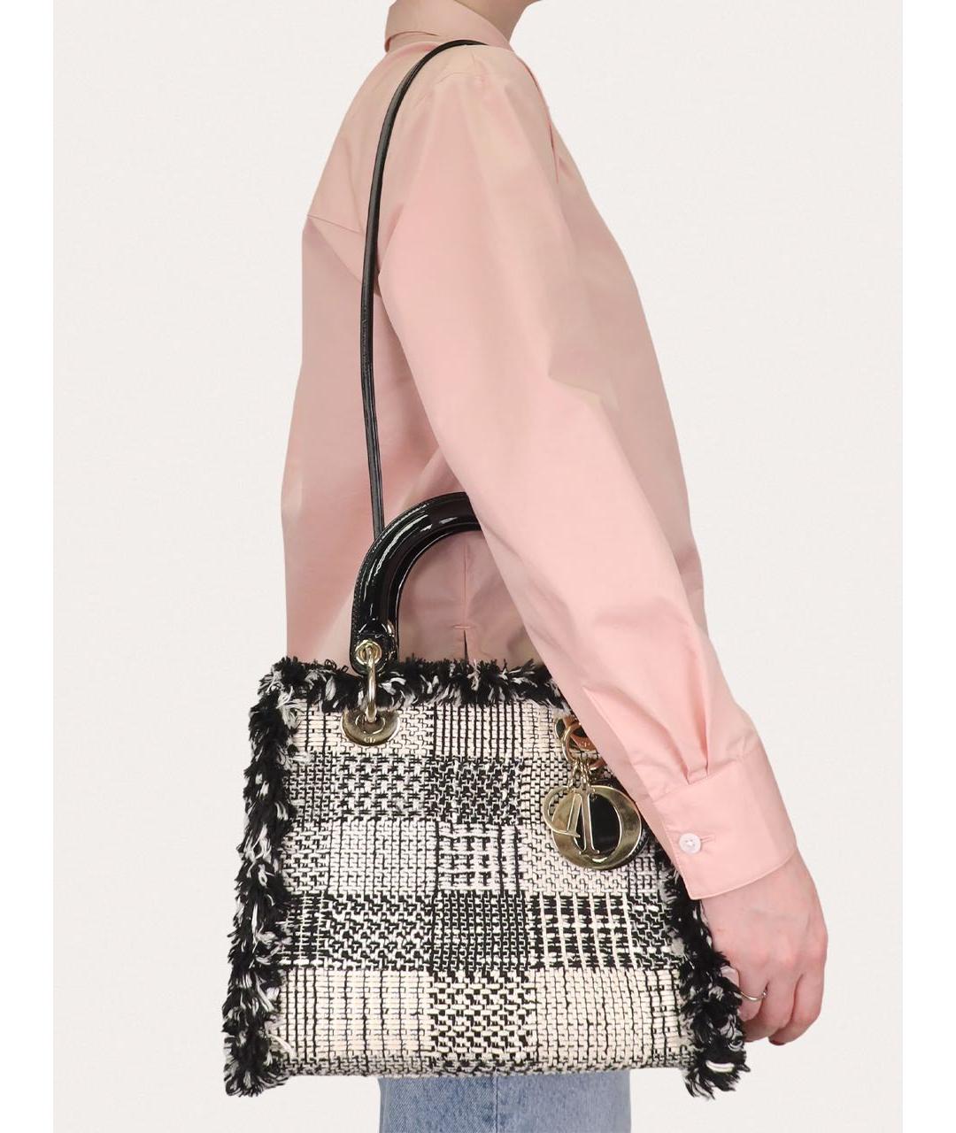 CHRISTIAN DIOR Белая тканевая сумка с короткими ручками, фото 5