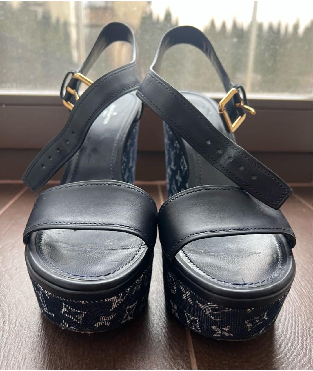 LOUIS VUITTON Синие текстильные босоножки, фото 2