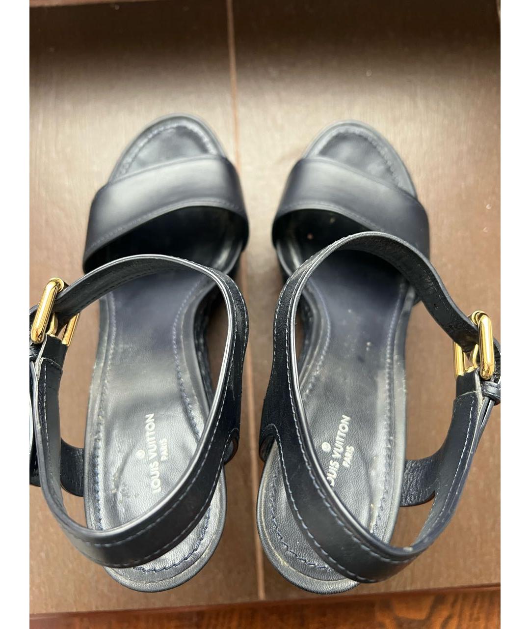 LOUIS VUITTON Синие текстильные босоножки, фото 3