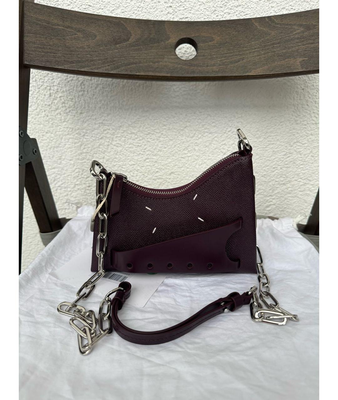 MAISON MARGIELA Бордовая кожаная сумка через плечо, фото 2