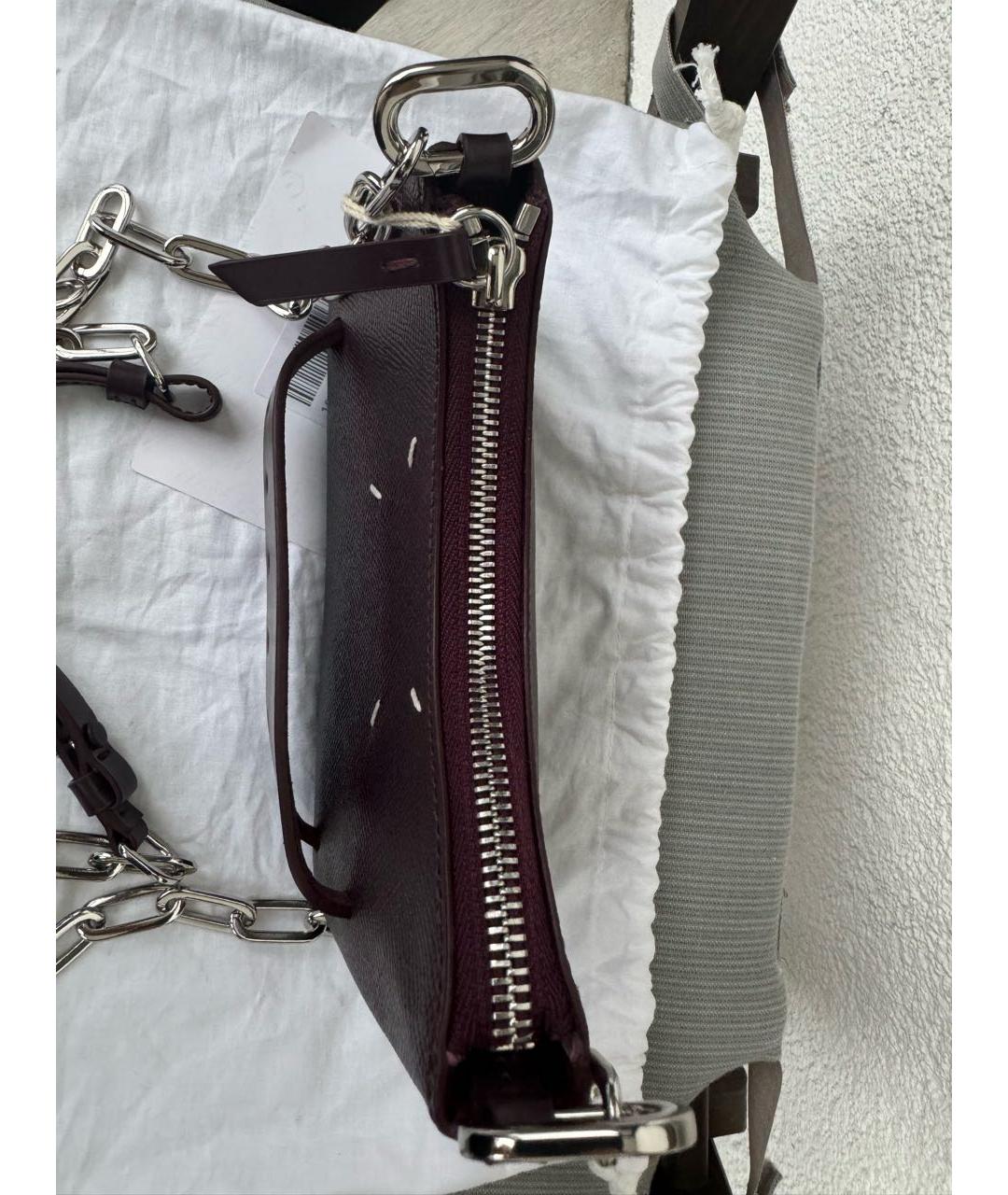 MAISON MARGIELA Бордовая кожаная сумка через плечо, фото 8