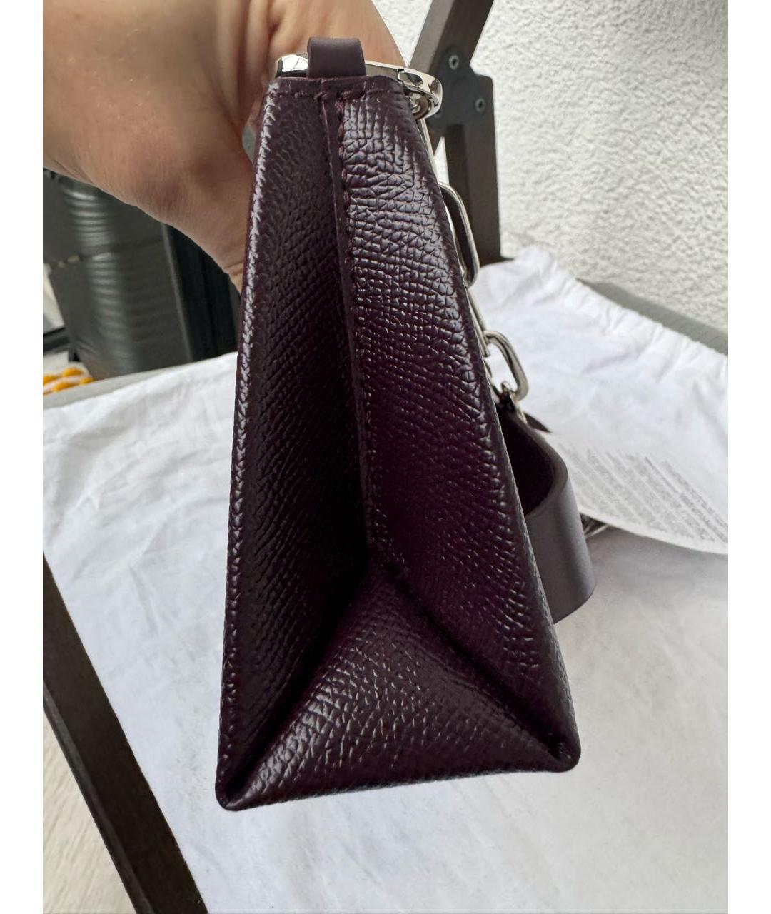 MAISON MARGIELA Бордовая кожаная сумка через плечо, фото 7