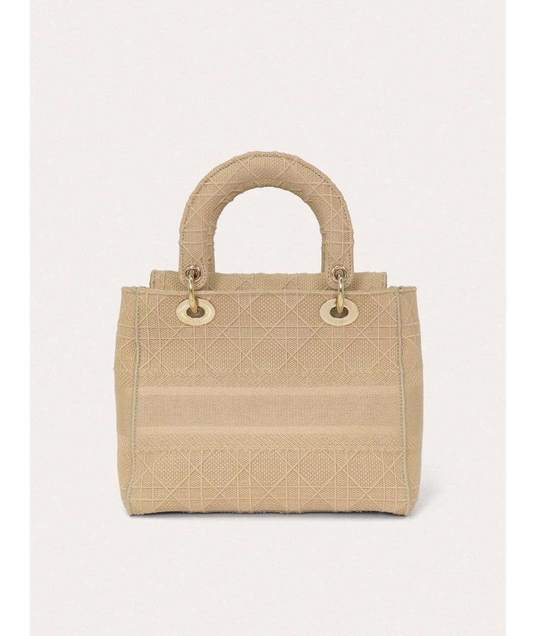 CHRISTIAN DIOR Бежевая тканевая сумка с короткими ручками, фото 3